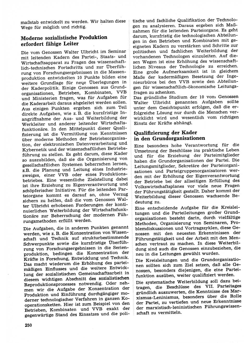 Neuer Weg (NW), Organ des Zentralkomitees (ZK) der SED (Sozialistische Einheitspartei Deutschlands) für Fragen des Parteilebens, 23. Jahrgang [Deutsche Demokratische Republik (DDR)] 1968, Seite 250 (NW ZK SED DDR 1968, S. 250)