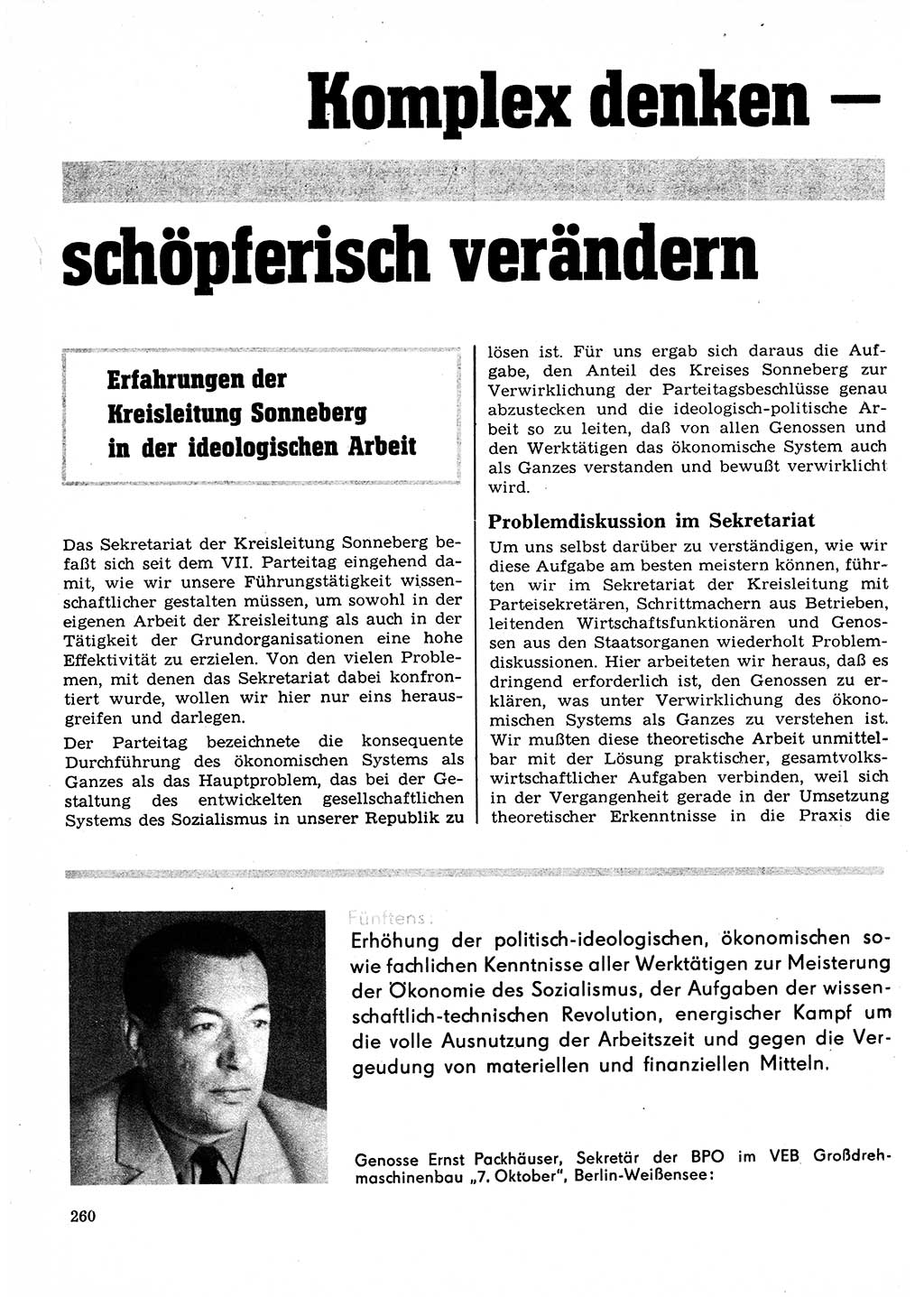 Neuer Weg (NW), Organ des Zentralkomitees (ZK) der SED (Sozialistische Einheitspartei Deutschlands) für Fragen des Parteilebens, 23. Jahrgang [Deutsche Demokratische Republik (DDR)] 1968, Seite 260 (NW ZK SED DDR 1968, S. 260)