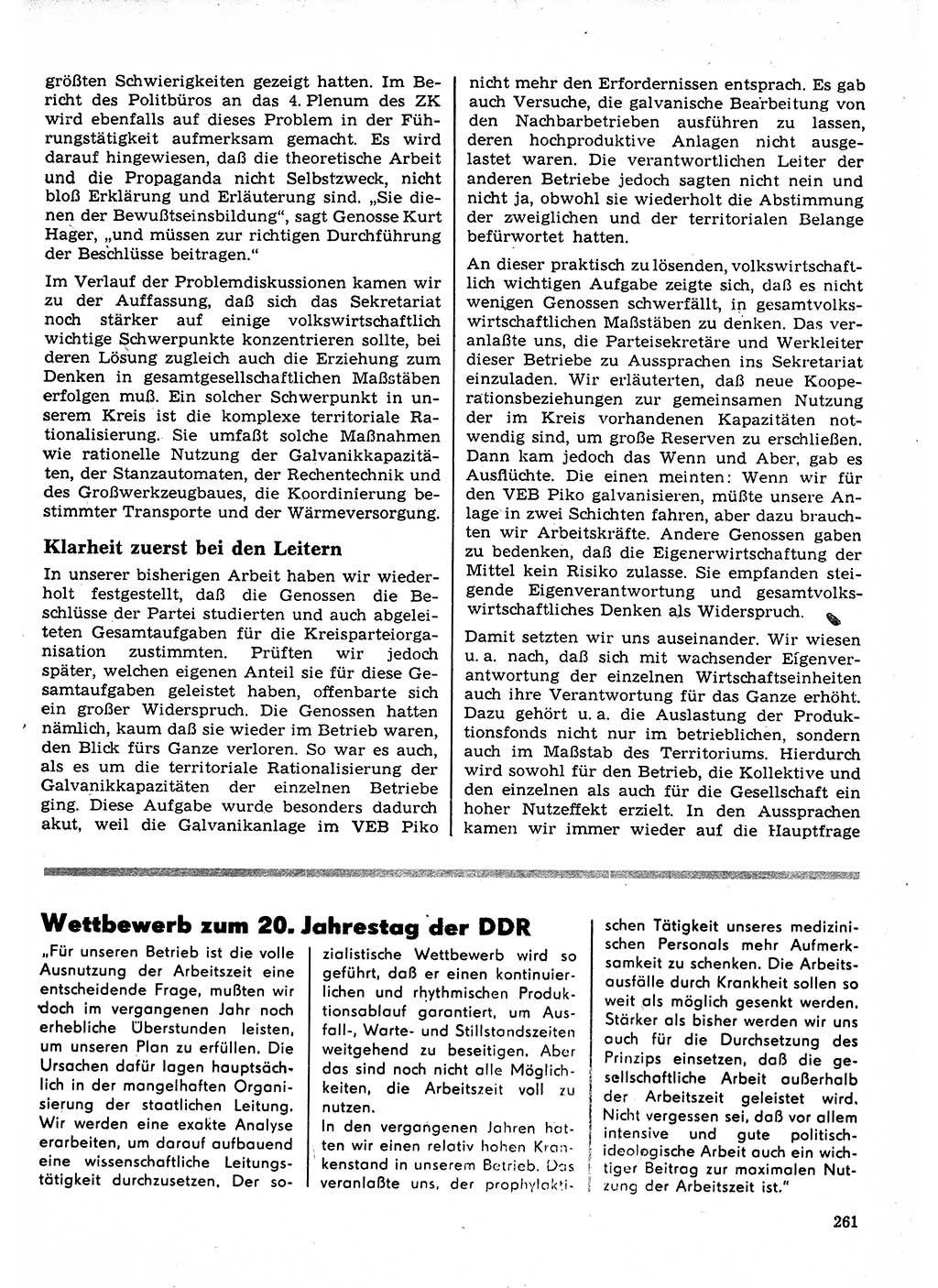 Neuer Weg (NW), Organ des Zentralkomitees (ZK) der SED (Sozialistische Einheitspartei Deutschlands) für Fragen des Parteilebens, 23. Jahrgang [Deutsche Demokratische Republik (DDR)] 1968, Seite 261 (NW ZK SED DDR 1968, S. 261)