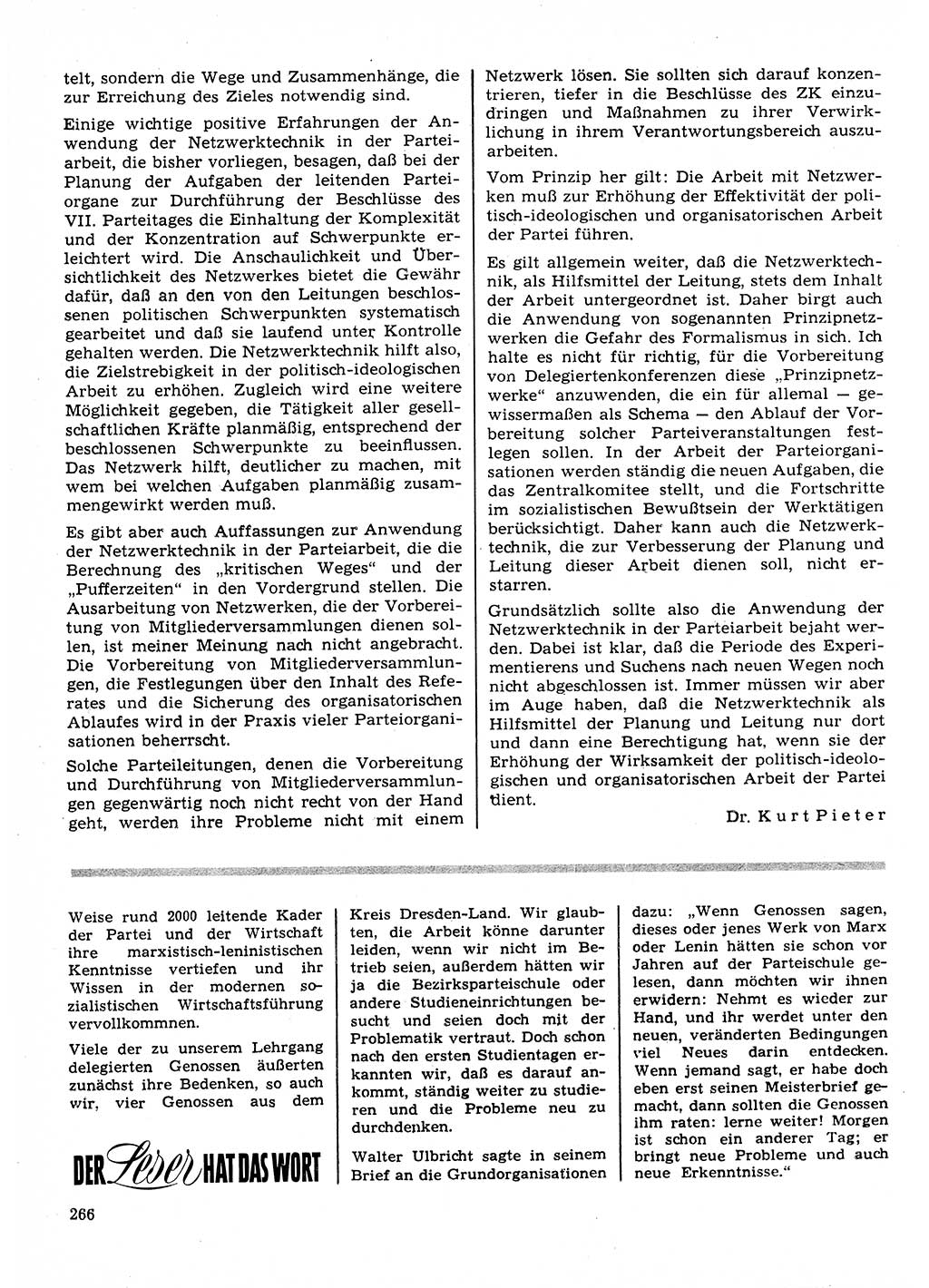 Neuer Weg (NW), Organ des Zentralkomitees (ZK) der SED (Sozialistische Einheitspartei Deutschlands) für Fragen des Parteilebens, 23. Jahrgang [Deutsche Demokratische Republik (DDR)] 1968, Seite 266 (NW ZK SED DDR 1968, S. 266)