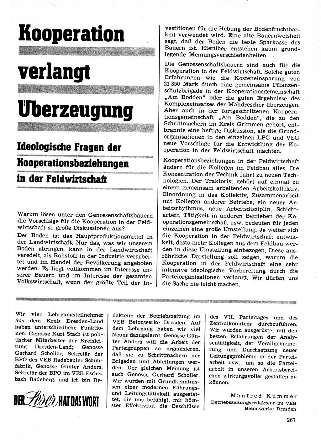 Neuer Weg (NW), Organ des Zentralkomitees (ZK) der SED (Sozialistische Einheitspartei Deutschlands) für Fragen des Parteilebens, 23. Jahrgang [Deutsche Demokratische Republik (DDR)] 1968, Seite 267 (NW ZK SED DDR 1968, S. 267)