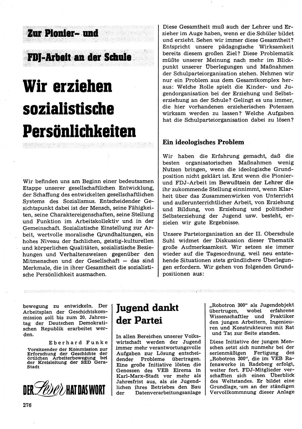 Neuer Weg (NW), Organ des Zentralkomitees (ZK) der SED (Sozialistische Einheitspartei Deutschlands) für Fragen des Parteilebens, 23. Jahrgang [Deutsche Demokratische Republik (DDR)] 1968, Seite 276 (NW ZK SED DDR 1968, S. 276)