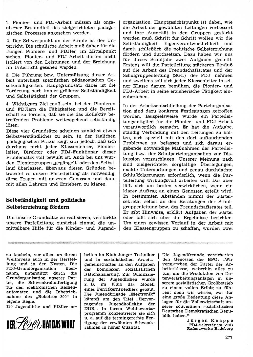 Neuer Weg (NW), Organ des Zentralkomitees (ZK) der SED (Sozialistische Einheitspartei Deutschlands) für Fragen des Parteilebens, 23. Jahrgang [Deutsche Demokratische Republik (DDR)] 1968, Seite 277 (NW ZK SED DDR 1968, S. 277)