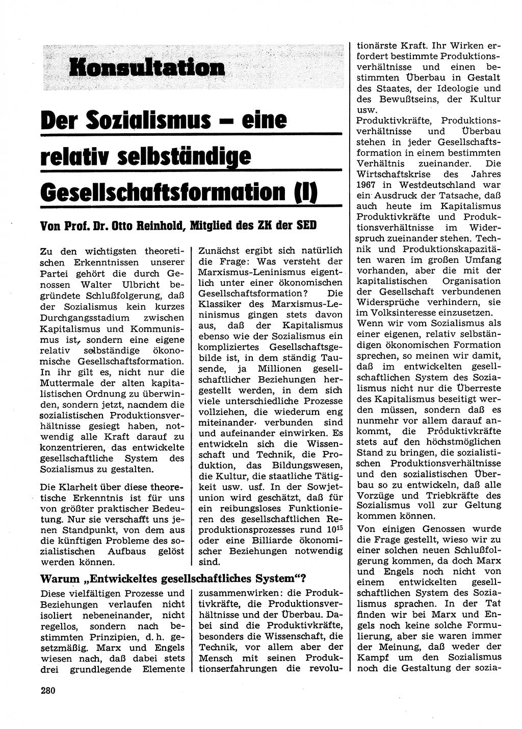 Neuer Weg (NW), Organ des Zentralkomitees (ZK) der SED (Sozialistische Einheitspartei Deutschlands) für Fragen des Parteilebens, 23. Jahrgang [Deutsche Demokratische Republik (DDR)] 1968, Seite 280 (NW ZK SED DDR 1968, S. 280)