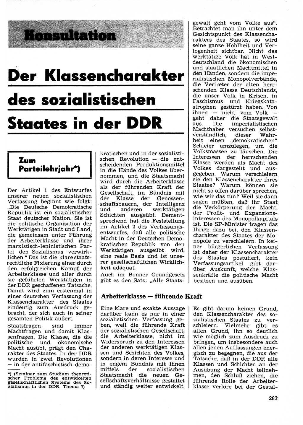 Neuer Weg (NW), Organ des Zentralkomitees (ZK) der SED (Sozialistische Einheitspartei Deutschlands) für Fragen des Parteilebens, 23. Jahrgang [Deutsche Demokratische Republik (DDR)] 1968, Seite 283 (NW ZK SED DDR 1968, S. 283)