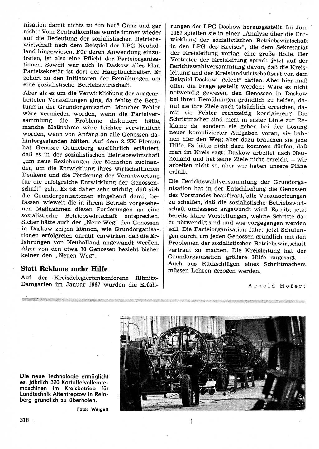 Neuer Weg (NW), Organ des Zentralkomitees (ZK) der SED (Sozialistische Einheitspartei Deutschlands) für Fragen des Parteilebens, 23. Jahrgang [Deutsche Demokratische Republik (DDR)] 1968, Seite 318 (NW ZK SED DDR 1968, S. 318)