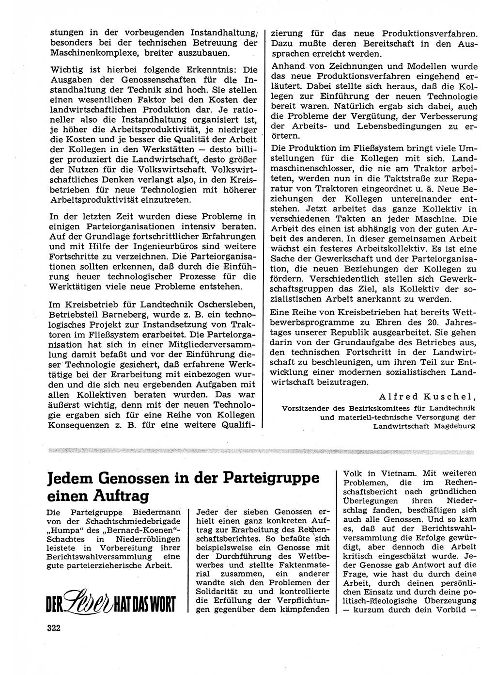 Neuer Weg (NW), Organ des Zentralkomitees (ZK) der SED (Sozialistische Einheitspartei Deutschlands) für Fragen des Parteilebens, 23. Jahrgang [Deutsche Demokratische Republik (DDR)] 1968, Seite 322 (NW ZK SED DDR 1968, S. 322)