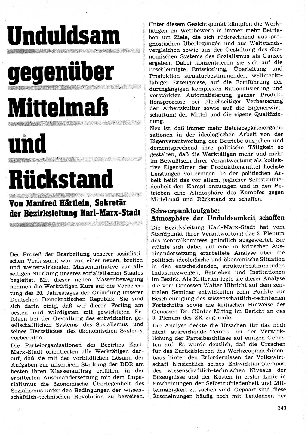 Neuer Weg (NW), Organ des Zentralkomitees (ZK) der SED (Sozialistische Einheitspartei Deutschlands) für Fragen des Parteilebens, 23. Jahrgang [Deutsche Demokratische Republik (DDR)] 1968, Seite 343 (NW ZK SED DDR 1968, S. 343)