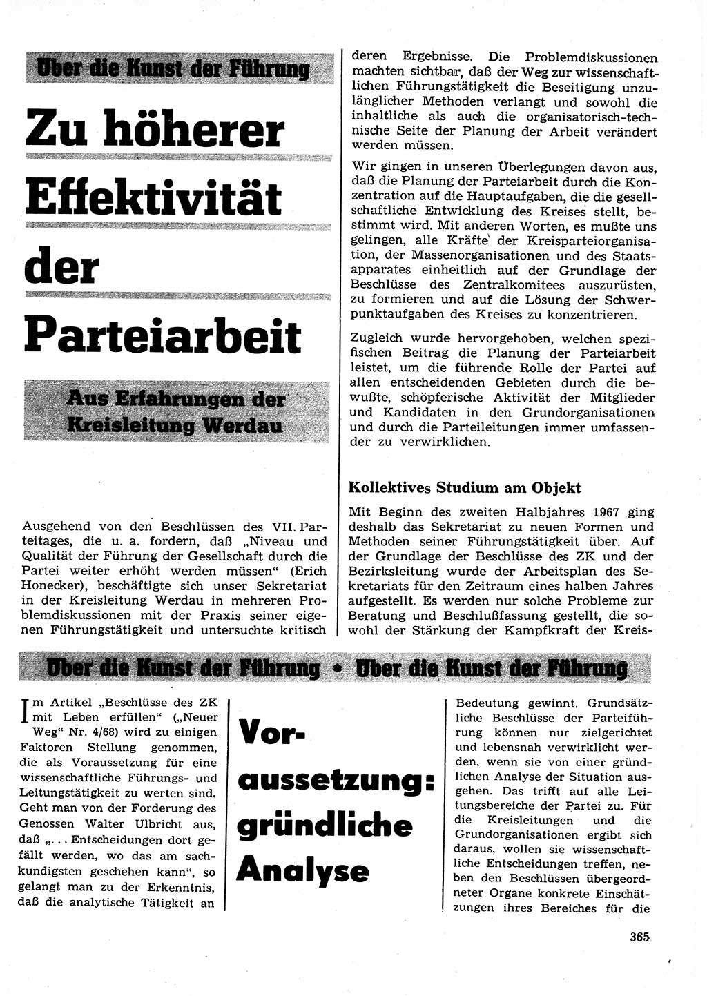 Neuer Weg (NW), Organ des Zentralkomitees (ZK) der SED (Sozialistische Einheitspartei Deutschlands) für Fragen des Parteilebens, 23. Jahrgang [Deutsche Demokratische Republik (DDR)] 1968, Seite 365 (NW ZK SED DDR 1968, S. 365)