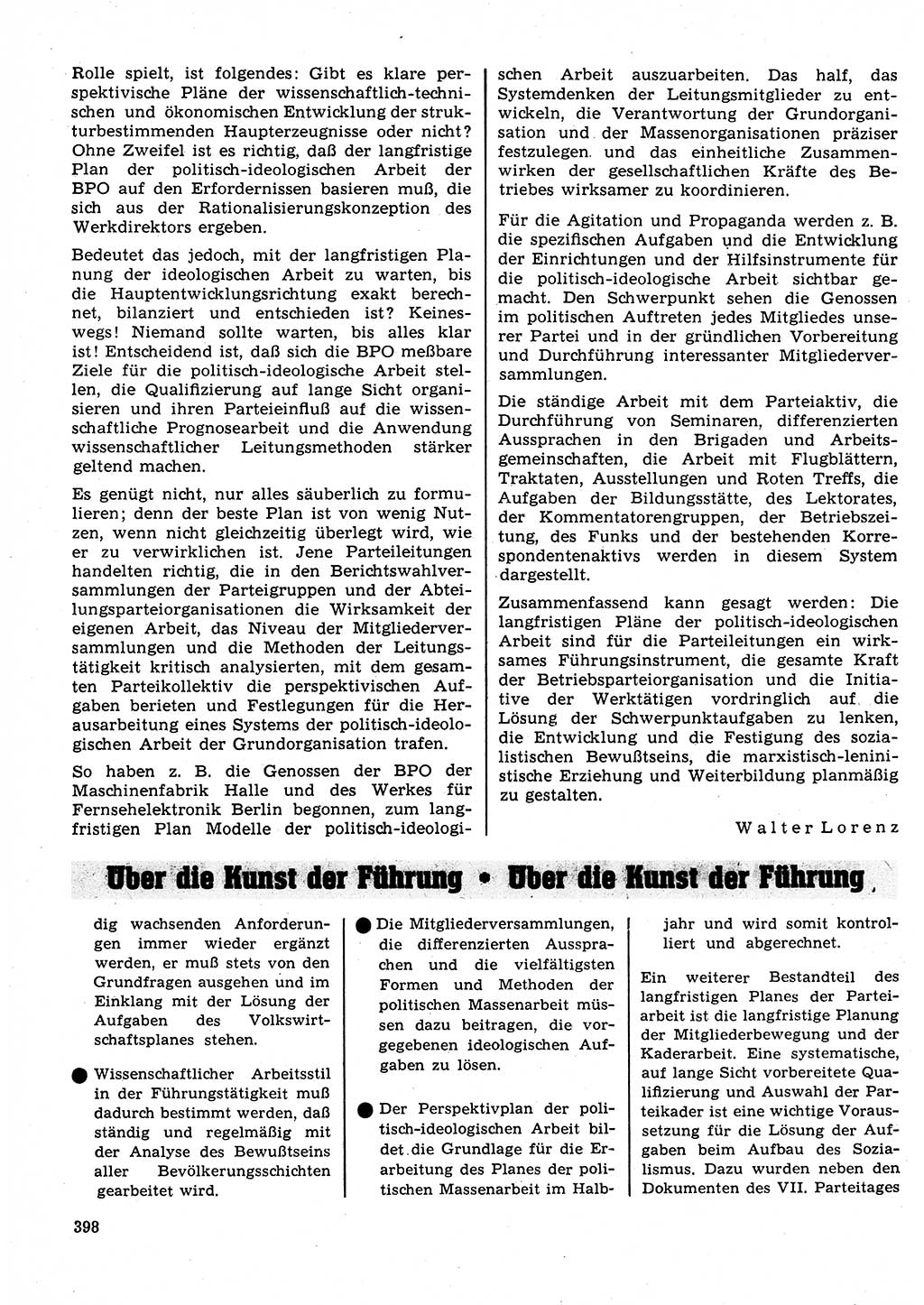 Neuer Weg (NW), Organ des Zentralkomitees (ZK) der SED (Sozialistische Einheitspartei Deutschlands) für Fragen des Parteilebens, 23. Jahrgang [Deutsche Demokratische Republik (DDR)] 1968, Seite 398 (NW ZK SED DDR 1968, S. 398)