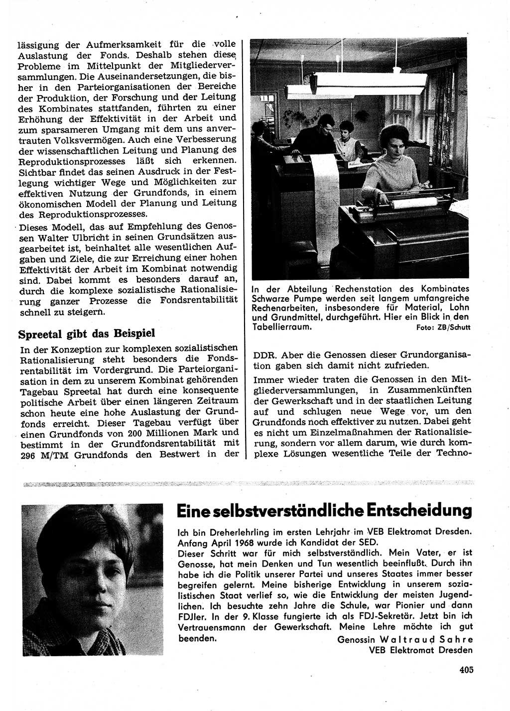 Neuer Weg (NW), Organ des Zentralkomitees (ZK) der SED (Sozialistische Einheitspartei Deutschlands) für Fragen des Parteilebens, 23. Jahrgang [Deutsche Demokratische Republik (DDR)] 1968, Seite 405 (NW ZK SED DDR 1968, S. 405)