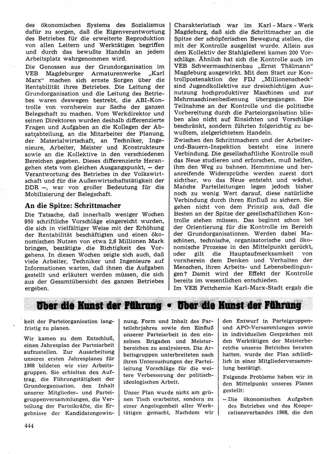 Neuer Weg (NW), Organ des Zentralkomitees (ZK) der SED (Sozialistische Einheitspartei Deutschlands) für Fragen des Parteilebens, 23. Jahrgang [Deutsche Demokratische Republik (DDR)] 1968, Seite 444 (NW ZK SED DDR 1968, S. 444)