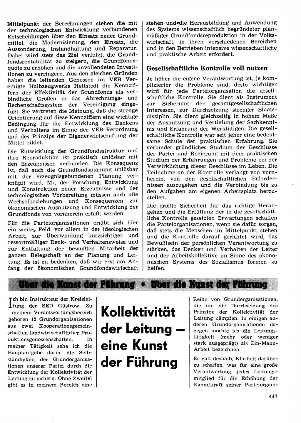 Neuer Weg (NW), Organ des Zentralkomitees (ZK) der SED (Sozialistische Einheitspartei Deutschlands) für Fragen des Parteilebens, 23. Jahrgang [Deutsche Demokratische Republik (DDR)] 1968, Seite 447 (NW ZK SED DDR 1968, S. 447)