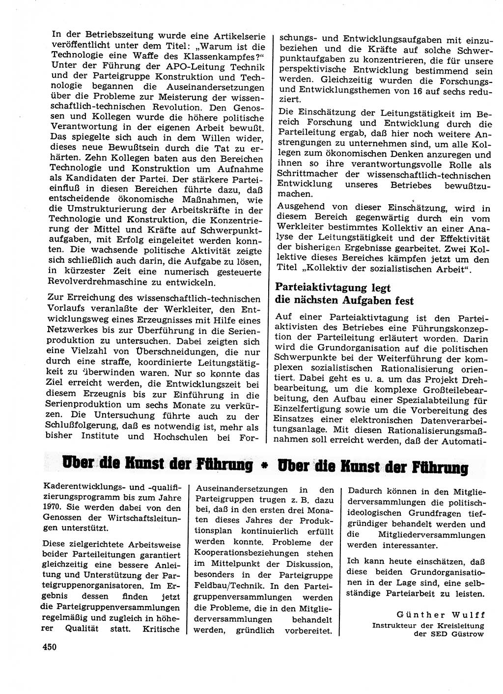 Neuer Weg (NW), Organ des Zentralkomitees (ZK) der SED (Sozialistische Einheitspartei Deutschlands) für Fragen des Parteilebens, 23. Jahrgang [Deutsche Demokratische Republik (DDR)] 1968, Seite 450 (NW ZK SED DDR 1968, S. 450)