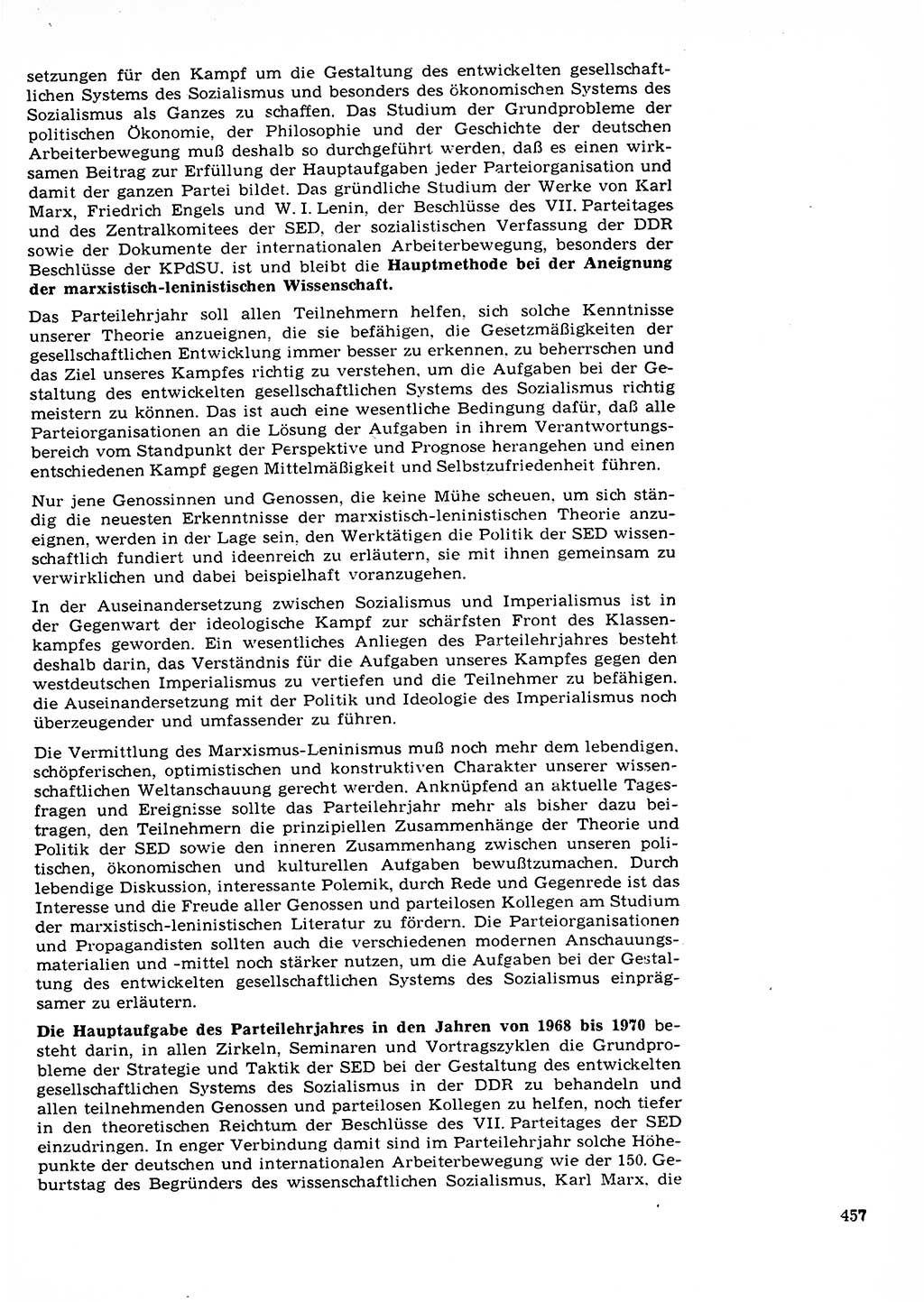 Neuer Weg (NW), Organ des Zentralkomitees (ZK) der SED (Sozialistische Einheitspartei Deutschlands) für Fragen des Parteilebens, 23. Jahrgang [Deutsche Demokratische Republik (DDR)] 1968, Seite 457 (NW ZK SED DDR 1968, S. 457)