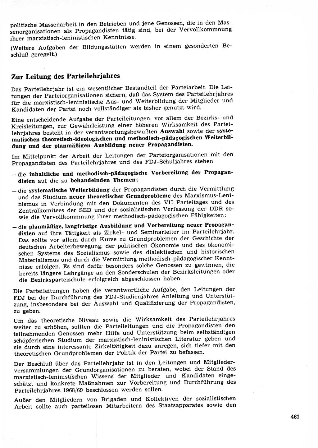 Neuer Weg (NW), Organ des Zentralkomitees (ZK) der SED (Sozialistische Einheitspartei Deutschlands) für Fragen des Parteilebens, 23. Jahrgang [Deutsche Demokratische Republik (DDR)] 1968, Seite 461 (NW ZK SED DDR 1968, S. 461)
