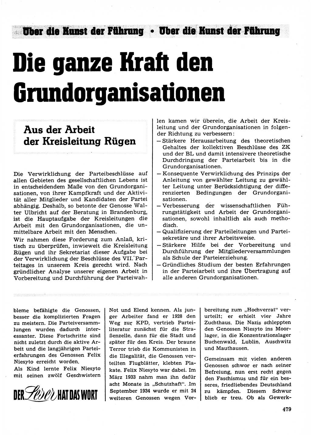 Neuer Weg (NW), Organ des Zentralkomitees (ZK) der SED (Sozialistische Einheitspartei Deutschlands) für Fragen des Parteilebens, 23. Jahrgang [Deutsche Demokratische Republik (DDR)] 1968, Seite 479 (NW ZK SED DDR 1968, S. 479)