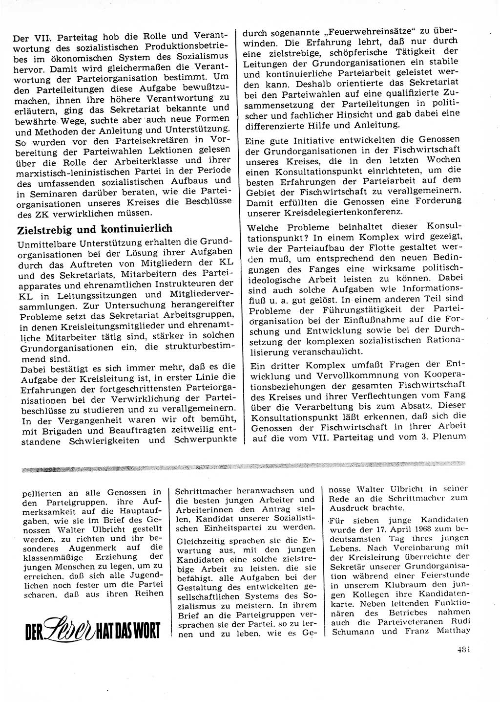 Neuer Weg (NW), Organ des Zentralkomitees (ZK) der SED (Sozialistische Einheitspartei Deutschlands) für Fragen des Parteilebens, 23. Jahrgang [Deutsche Demokratische Republik (DDR)] 1968, Seite 481 (NW ZK SED DDR 1968, S. 481)