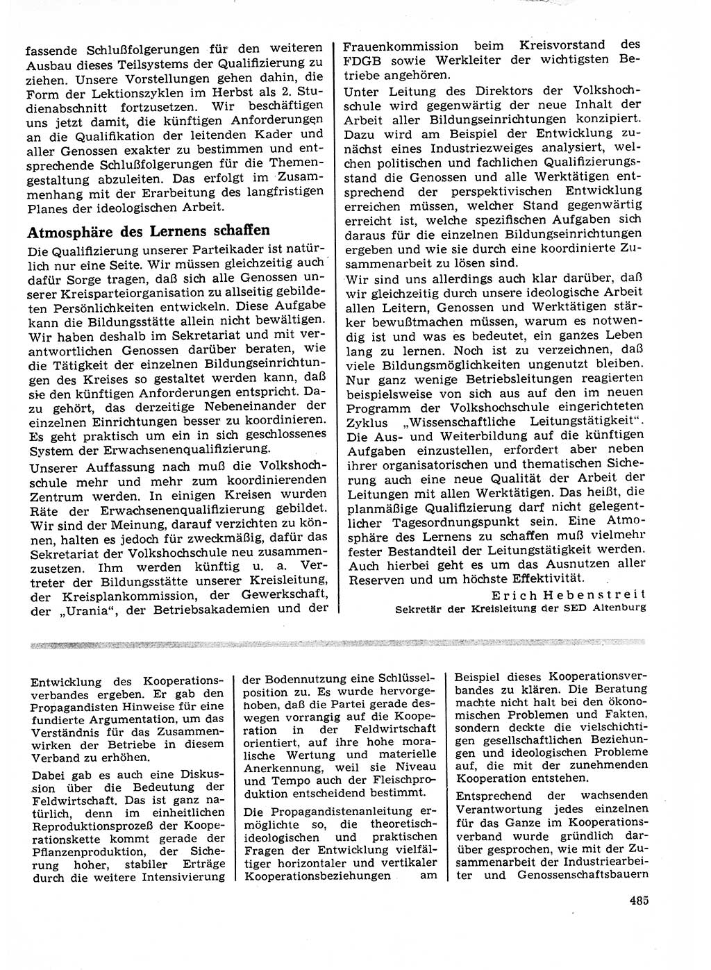Neuer Weg (NW), Organ des Zentralkomitees (ZK) der SED (Sozialistische Einheitspartei Deutschlands) für Fragen des Parteilebens, 23. Jahrgang [Deutsche Demokratische Republik (DDR)] 1968, Seite 485 (NW ZK SED DDR 1968, S. 485)