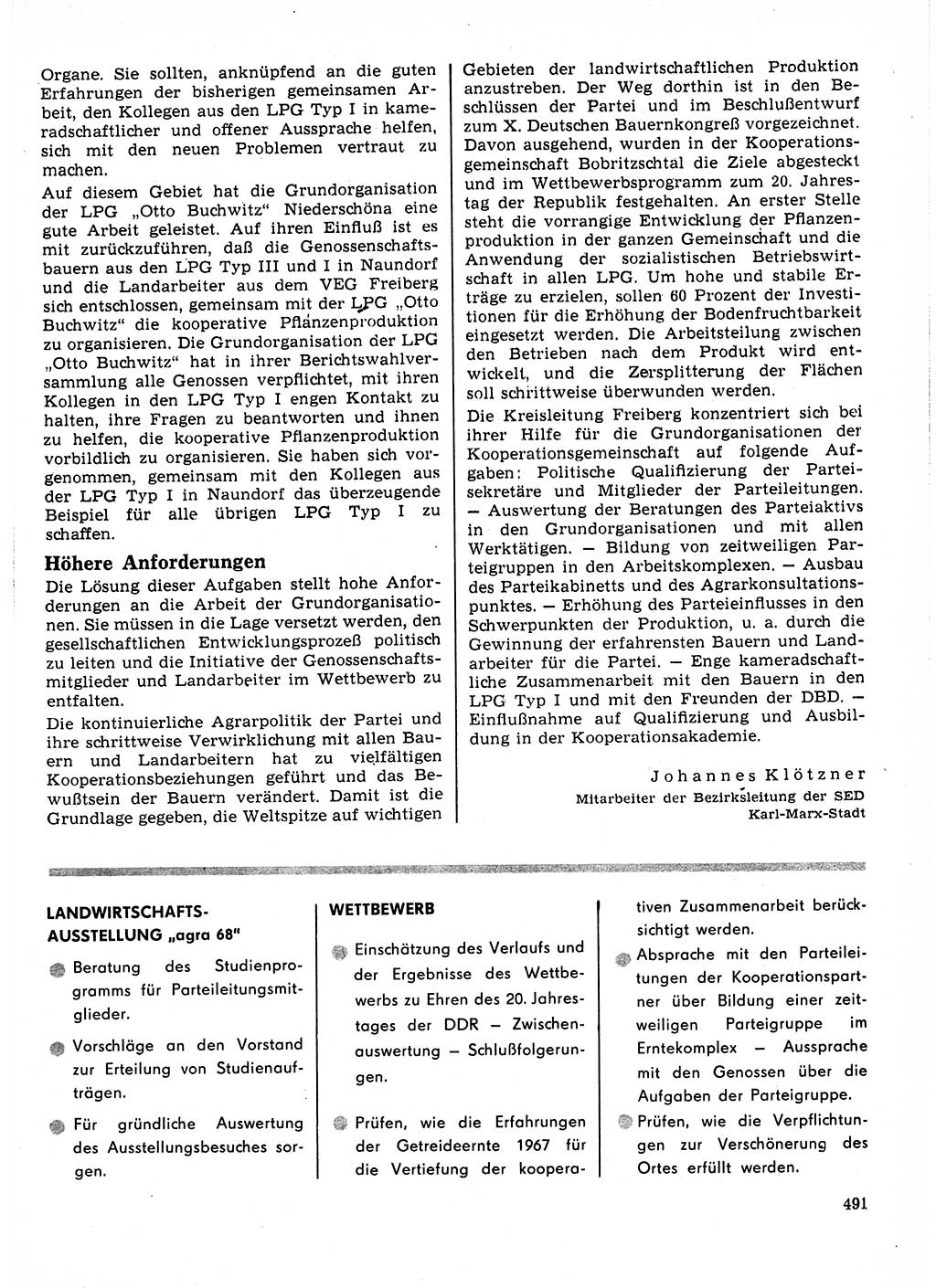 Neuer Weg (NW), Organ des Zentralkomitees (ZK) der SED (Sozialistische Einheitspartei Deutschlands) für Fragen des Parteilebens, 23. Jahrgang [Deutsche Demokratische Republik (DDR)] 1968, Seite 491 (NW ZK SED DDR 1968, S. 491)