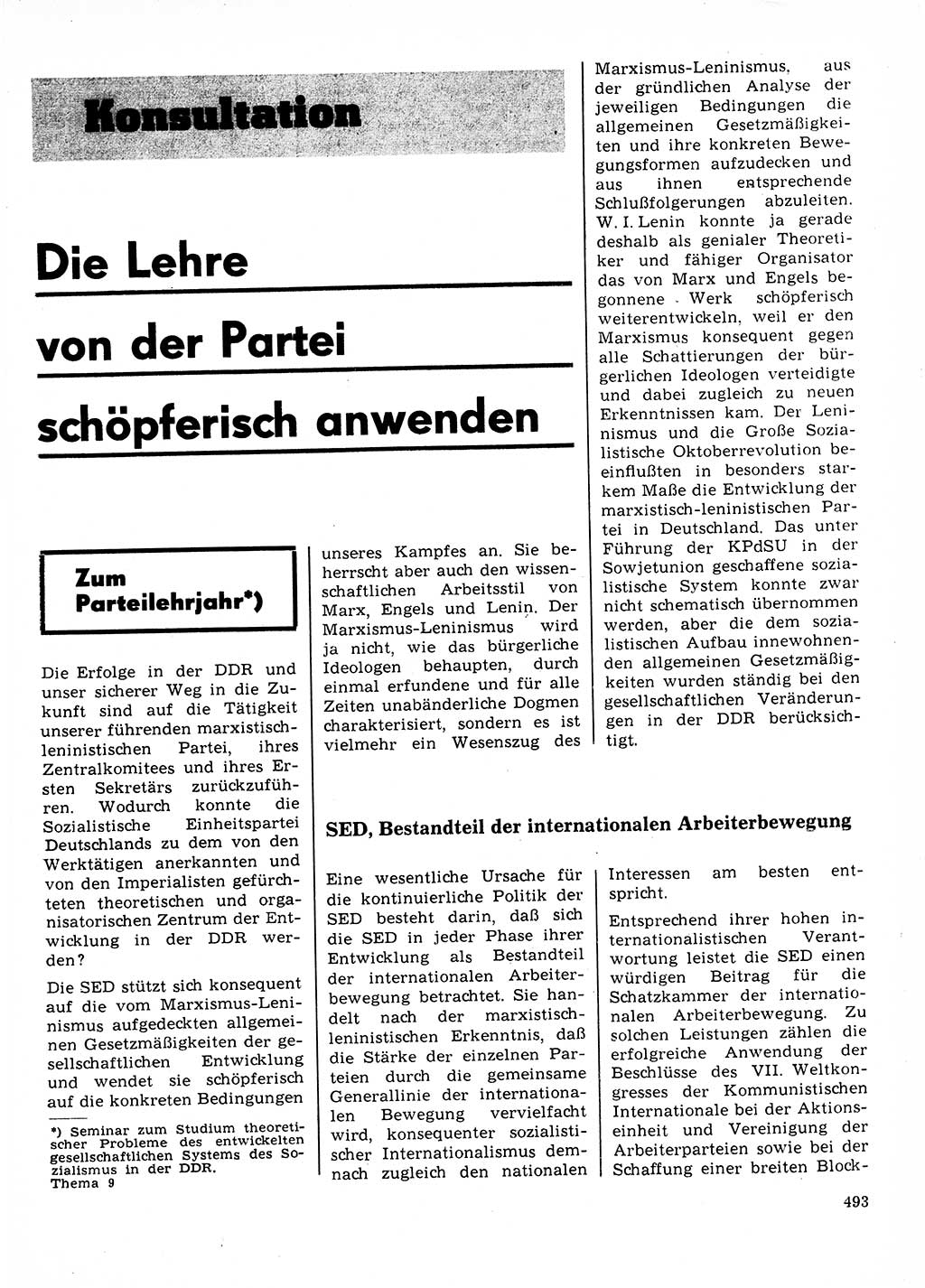 Neuer Weg (NW), Organ des Zentralkomitees (ZK) der SED (Sozialistische Einheitspartei Deutschlands) für Fragen des Parteilebens, 23. Jahrgang [Deutsche Demokratische Republik (DDR)] 1968, Seite 493 (NW ZK SED DDR 1968, S. 493)