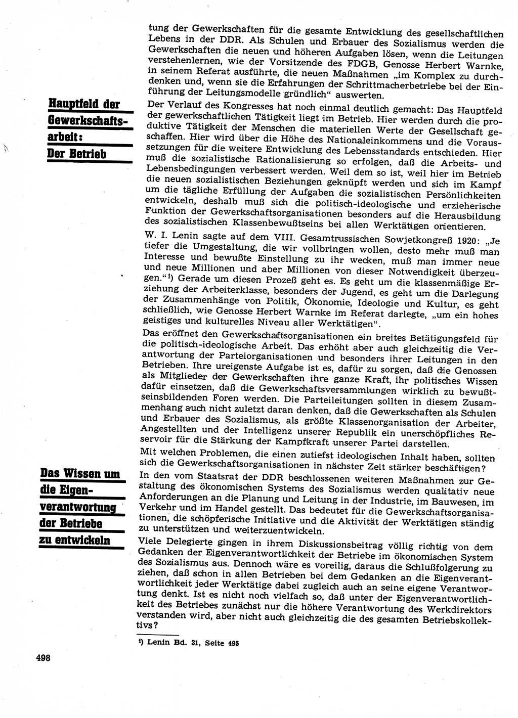 Neuer Weg (NW), Organ des Zentralkomitees (ZK) der SED (Sozialistische Einheitspartei Deutschlands) für Fragen des Parteilebens, 23. Jahrgang [Deutsche Demokratische Republik (DDR)] 1968, Seite 498 (NW ZK SED DDR 1968, S. 498)