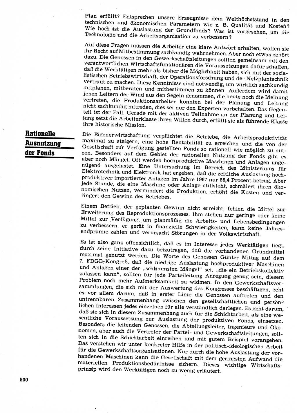 Neuer Weg (NW), Organ des Zentralkomitees (ZK) der SED (Sozialistische Einheitspartei Deutschlands) für Fragen des Parteilebens, 23. Jahrgang [Deutsche Demokratische Republik (DDR)] 1968, Seite 500 (NW ZK SED DDR 1968, S. 500)