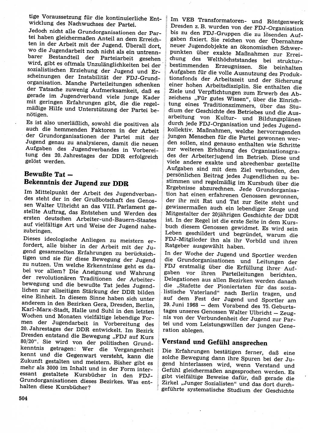 Neuer Weg (NW), Organ des Zentralkomitees (ZK) der SED (Sozialistische Einheitspartei Deutschlands) für Fragen des Parteilebens, 23. Jahrgang [Deutsche Demokratische Republik (DDR)] 1968, Seite 504 (NW ZK SED DDR 1968, S. 504)