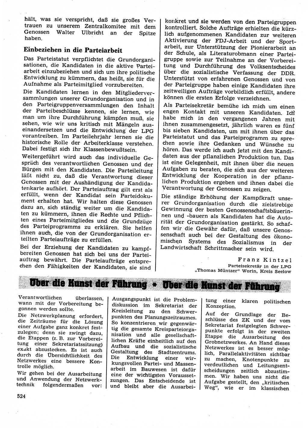 Neuer Weg (NW), Organ des Zentralkomitees (ZK) der SED (Sozialistische Einheitspartei Deutschlands) für Fragen des Parteilebens, 23. Jahrgang [Deutsche Demokratische Republik (DDR)] 1968, Seite 524 (NW ZK SED DDR 1968, S. 524)