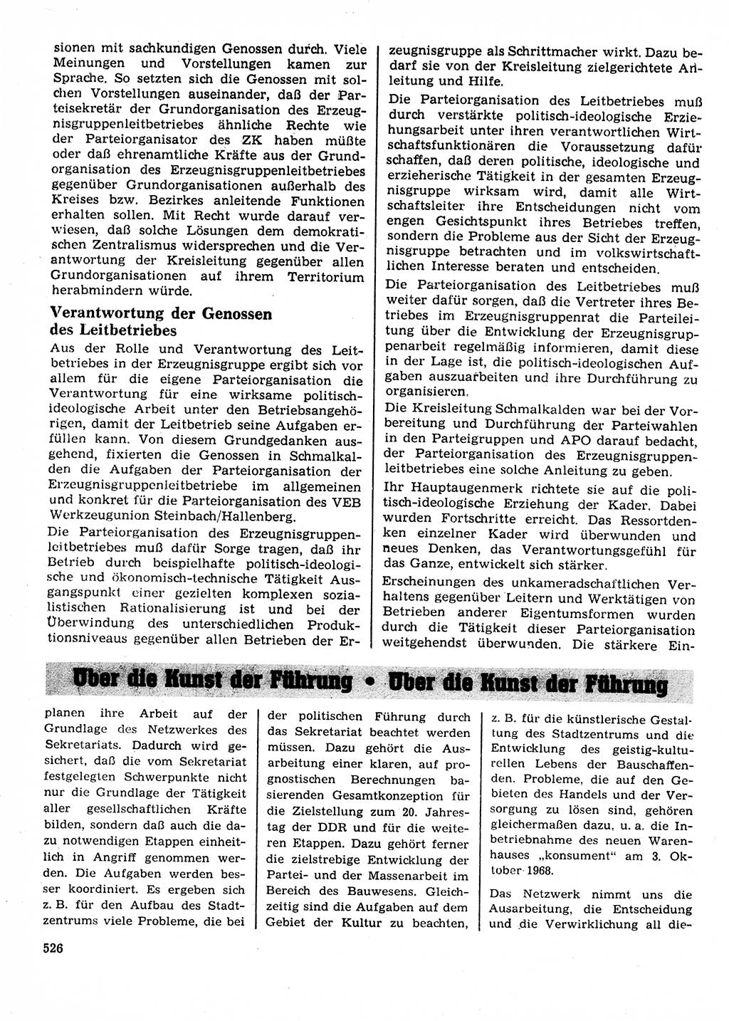 Neuer Weg (NW), Organ des Zentralkomitees (ZK) der SED (Sozialistische Einheitspartei Deutschlands) für Fragen des Parteilebens, 23. Jahrgang [Deutsche Demokratische Republik (DDR)] 1968, Seite 526 (NW ZK SED DDR 1968, S. 526)