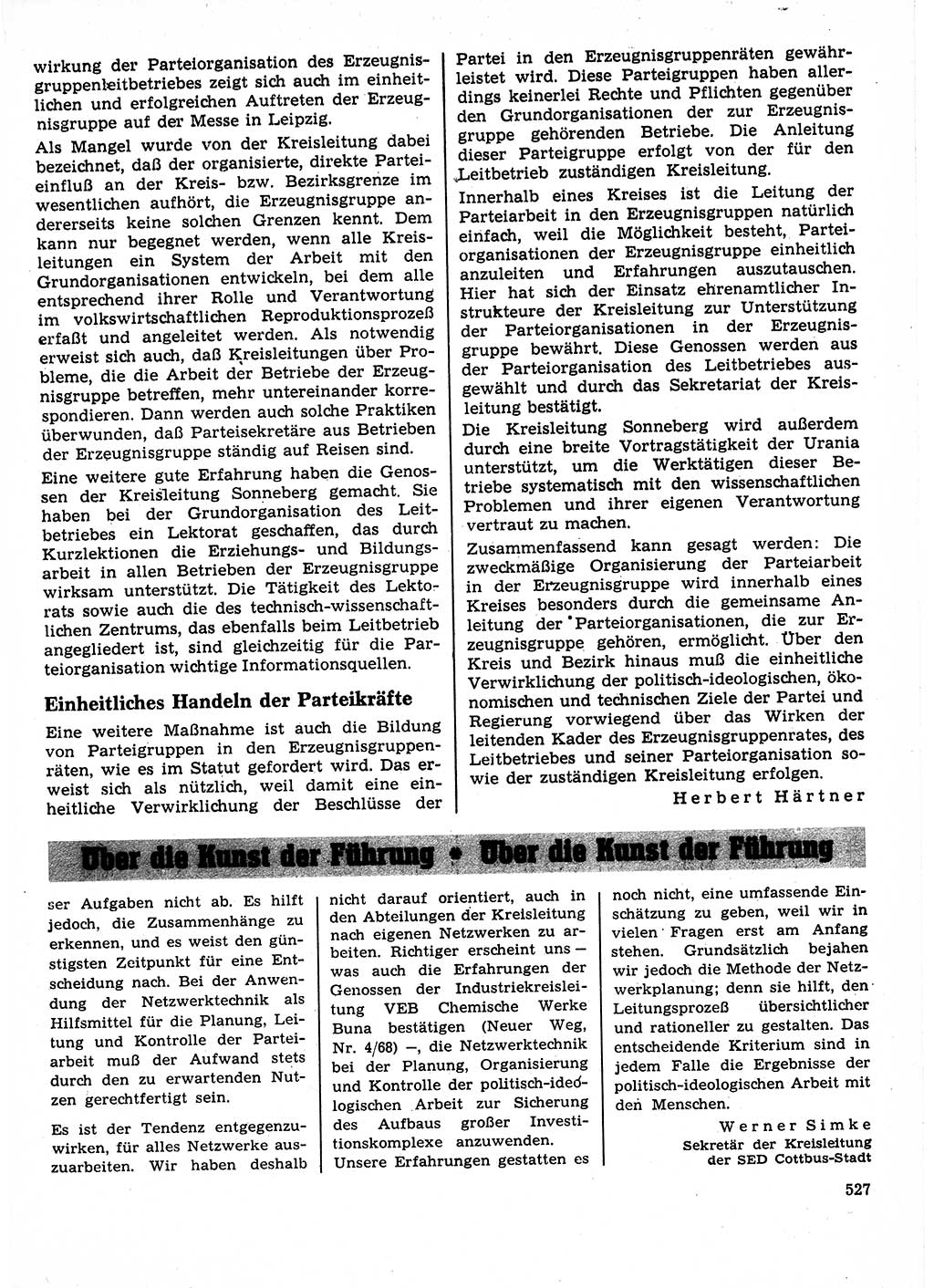 Neuer Weg (NW), Organ des Zentralkomitees (ZK) der SED (Sozialistische Einheitspartei Deutschlands) für Fragen des Parteilebens, 23. Jahrgang [Deutsche Demokratische Republik (DDR)] 1968, Seite 527 (NW ZK SED DDR 1968, S. 527)