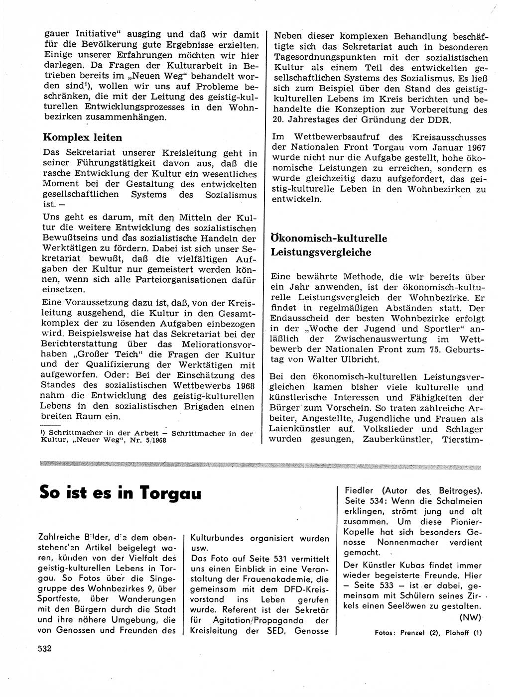 Neuer Weg (NW), Organ des Zentralkomitees (ZK) der SED (Sozialistische Einheitspartei Deutschlands) für Fragen des Parteilebens, 23. Jahrgang [Deutsche Demokratische Republik (DDR)] 1968, Seite 532 (NW ZK SED DDR 1968, S. 532)