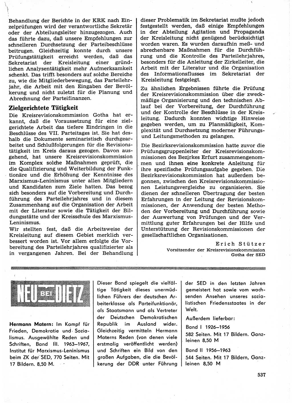 Neuer Weg (NW), Organ des Zentralkomitees (ZK) der SED (Sozialistische Einheitspartei Deutschlands) für Fragen des Parteilebens, 23. Jahrgang [Deutsche Demokratische Republik (DDR)] 1968, Seite 537 (NW ZK SED DDR 1968, S. 537)