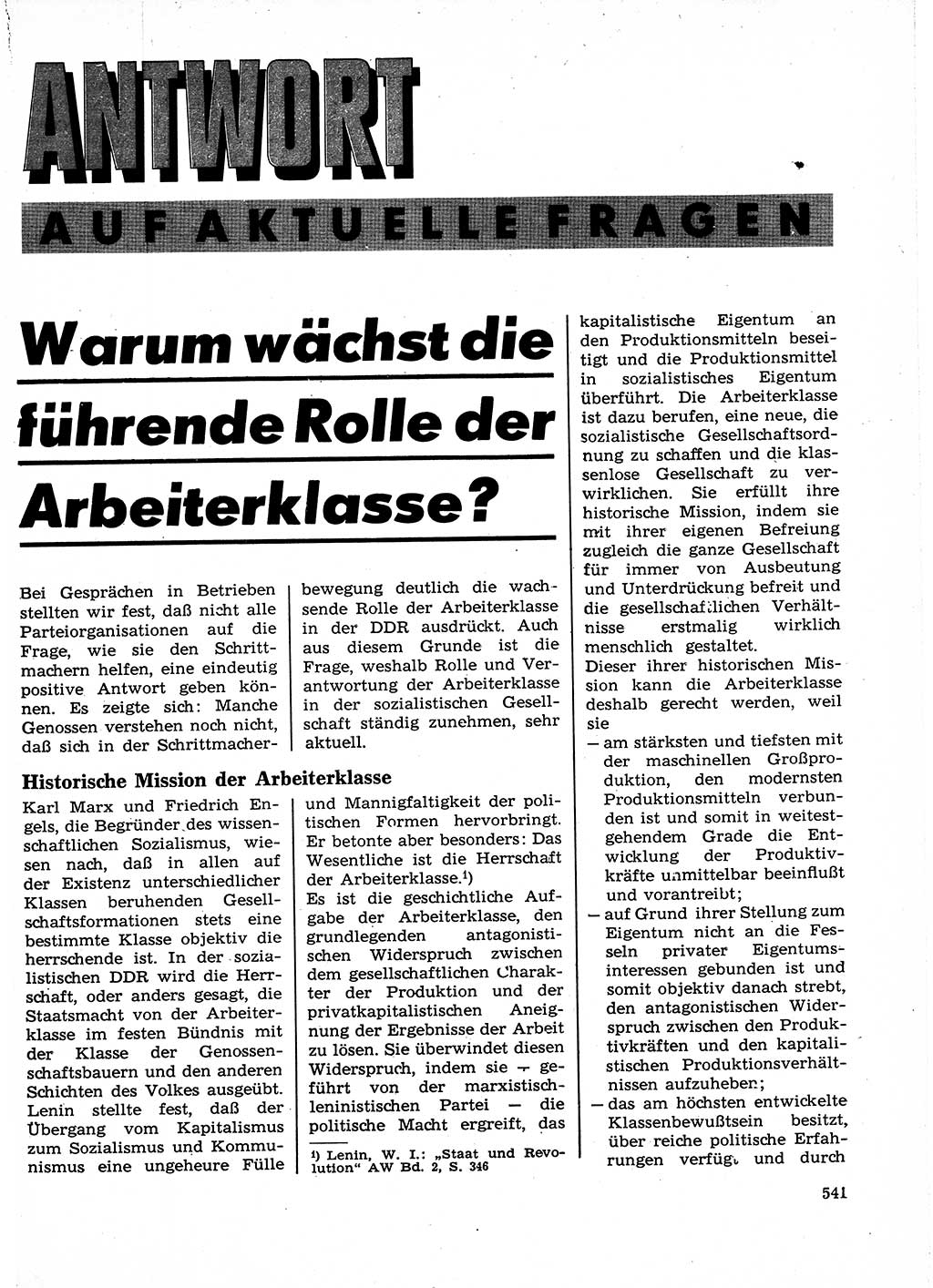 Neuer Weg (NW), Organ des Zentralkomitees (ZK) der SED (Sozialistische Einheitspartei Deutschlands) für Fragen des Parteilebens, 23. Jahrgang [Deutsche Demokratische Republik (DDR)] 1968, Seite 541 (NW ZK SED DDR 1968, S. 541)
