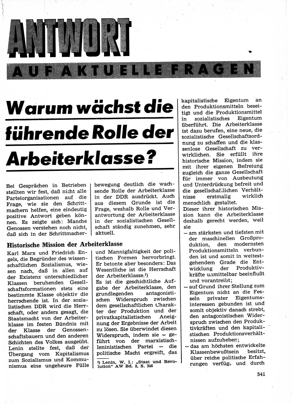 Neuer Weg (NW), Organ des Zentralkomitees (ZK) der SED (Sozialistische Einheitspartei Deutschlands) für Fragen des Parteilebens, 23. Jahrgang [Deutsche Demokratische Republik (DDR)] 1968, Seite 541 (NW ZK SED DDR 1968, S. 541)