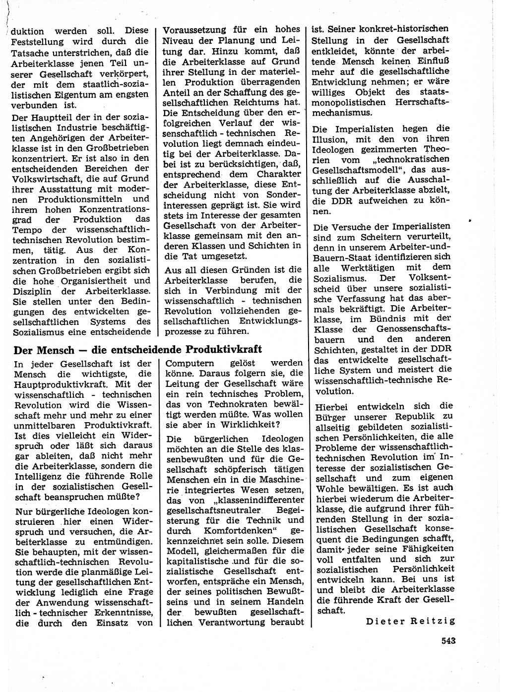 Neuer Weg (NW), Organ des Zentralkomitees (ZK) der SED (Sozialistische Einheitspartei Deutschlands) für Fragen des Parteilebens, 23. Jahrgang [Deutsche Demokratische Republik (DDR)] 1968, Seite 543 (NW ZK SED DDR 1968, S. 543)