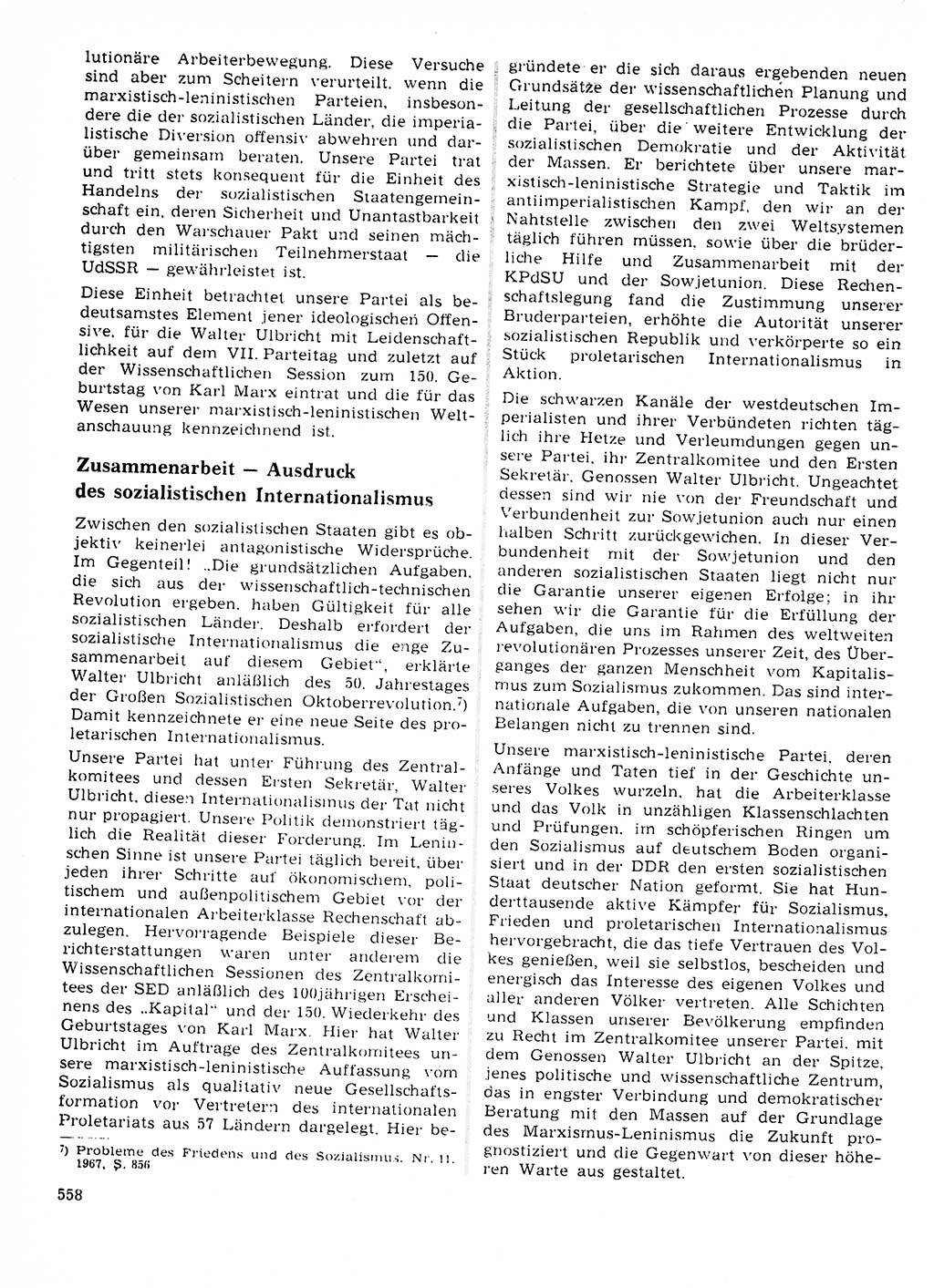 Neuer Weg (NW), Organ des Zentralkomitees (ZK) der SED (Sozialistische Einheitspartei Deutschlands) für Fragen des Parteilebens, 23. Jahrgang [Deutsche Demokratische Republik (DDR)] 1968, Seite 558 (NW ZK SED DDR 1968, S. 558)