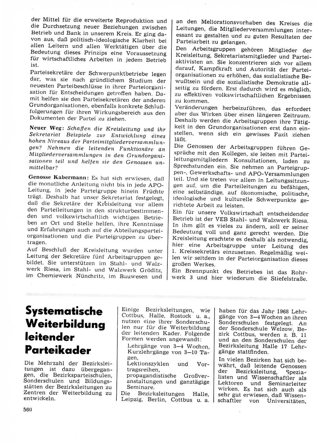 Neuer Weg (NW), Organ des Zentralkomitees (ZK) der SED (Sozialistische Einheitspartei Deutschlands) für Fragen des Parteilebens, 23. Jahrgang [Deutsche Demokratische Republik (DDR)] 1968, Seite 560 (NW ZK SED DDR 1968, S. 560)
