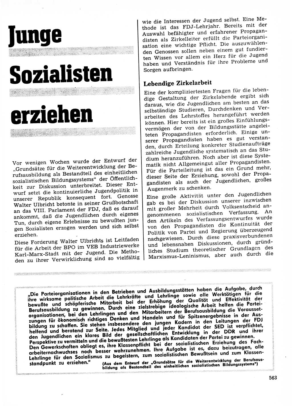 Neuer Weg (NW), Organ des Zentralkomitees (ZK) der SED (Sozialistische Einheitspartei Deutschlands) für Fragen des Parteilebens, 23. Jahrgang [Deutsche Demokratische Republik (DDR)] 1968, Seite 563 (NW ZK SED DDR 1968, S. 563)