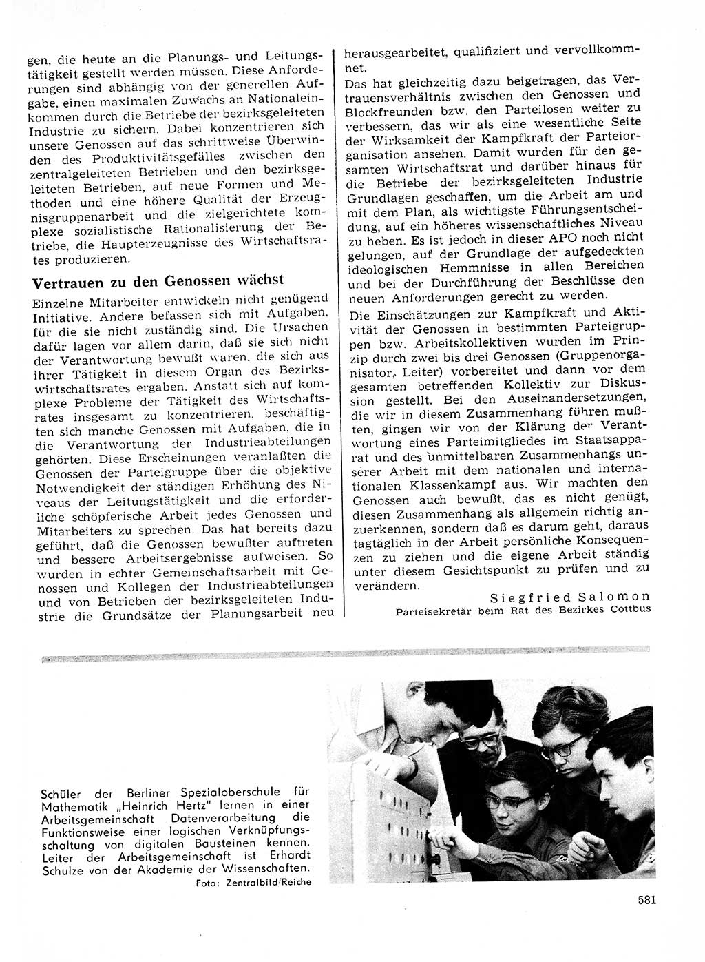 Neuer Weg (NW), Organ des Zentralkomitees (ZK) der SED (Sozialistische Einheitspartei Deutschlands) für Fragen des Parteilebens, 23. Jahrgang [Deutsche Demokratische Republik (DDR)] 1968, Seite 581 (NW ZK SED DDR 1968, S. 581)