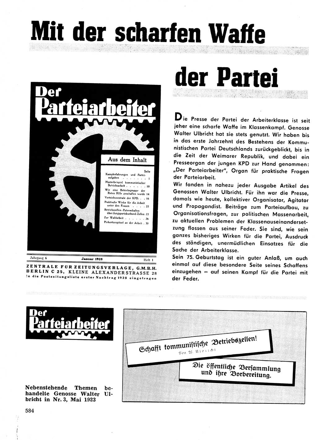 Neuer Weg (NW), Organ des Zentralkomitees (ZK) der SED (Sozialistische Einheitspartei Deutschlands) für Fragen des Parteilebens, 23. Jahrgang [Deutsche Demokratische Republik (DDR)] 1968, Seite 584 (NW ZK SED DDR 1968, S. 584)