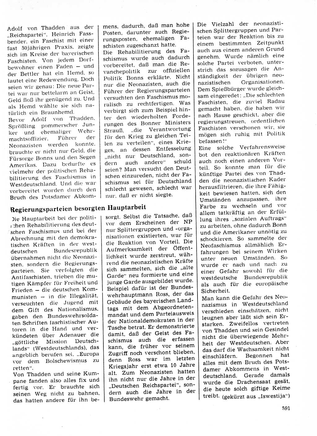 Neuer Weg (NW), Organ des Zentralkomitees (ZK) der SED (Sozialistische Einheitspartei Deutschlands) für Fragen des Parteilebens, 23. Jahrgang [Deutsche Demokratische Republik (DDR)] 1968, Seite 591 (NW ZK SED DDR 1968, S. 591)