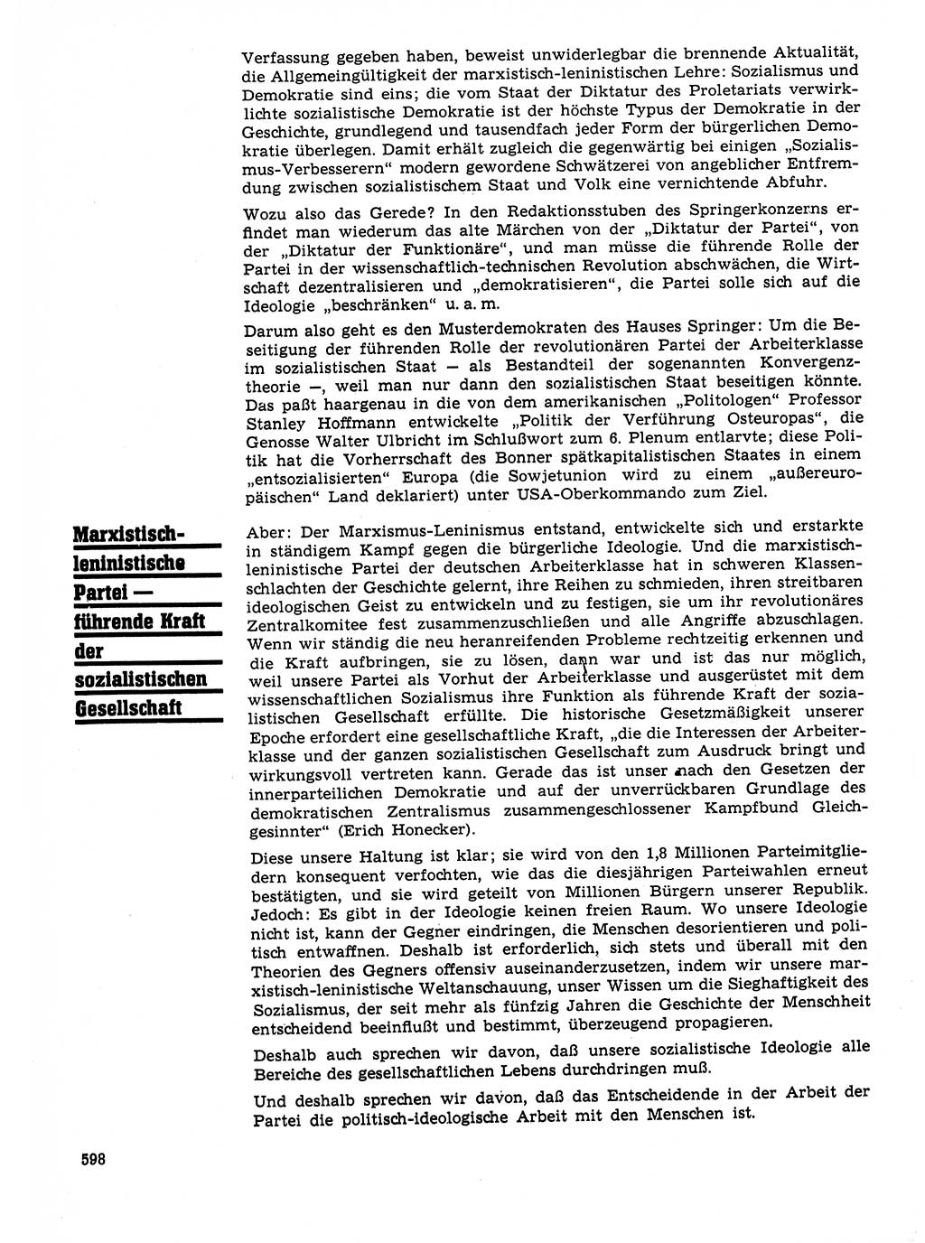 Neuer Weg (NW), Organ des Zentralkomitees (ZK) der SED (Sozialistische Einheitspartei Deutschlands) für Fragen des Parteilebens, 23. Jahrgang [Deutsche Demokratische Republik (DDR)] 1968, Seite 598 (NW ZK SED DDR 1968, S. 598)