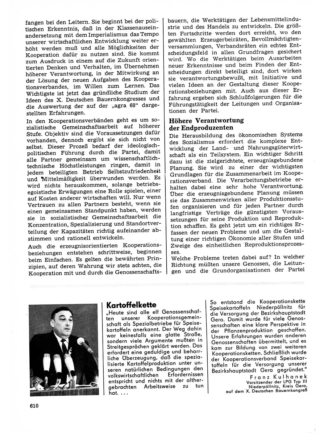 Neuer Weg (NW), Organ des Zentralkomitees (ZK) der SED (Sozialistische Einheitspartei Deutschlands) für Fragen des Parteilebens, 23. Jahrgang [Deutsche Demokratische Republik (DDR)] 1968, Seite 610 (NW ZK SED DDR 1968, S. 610)