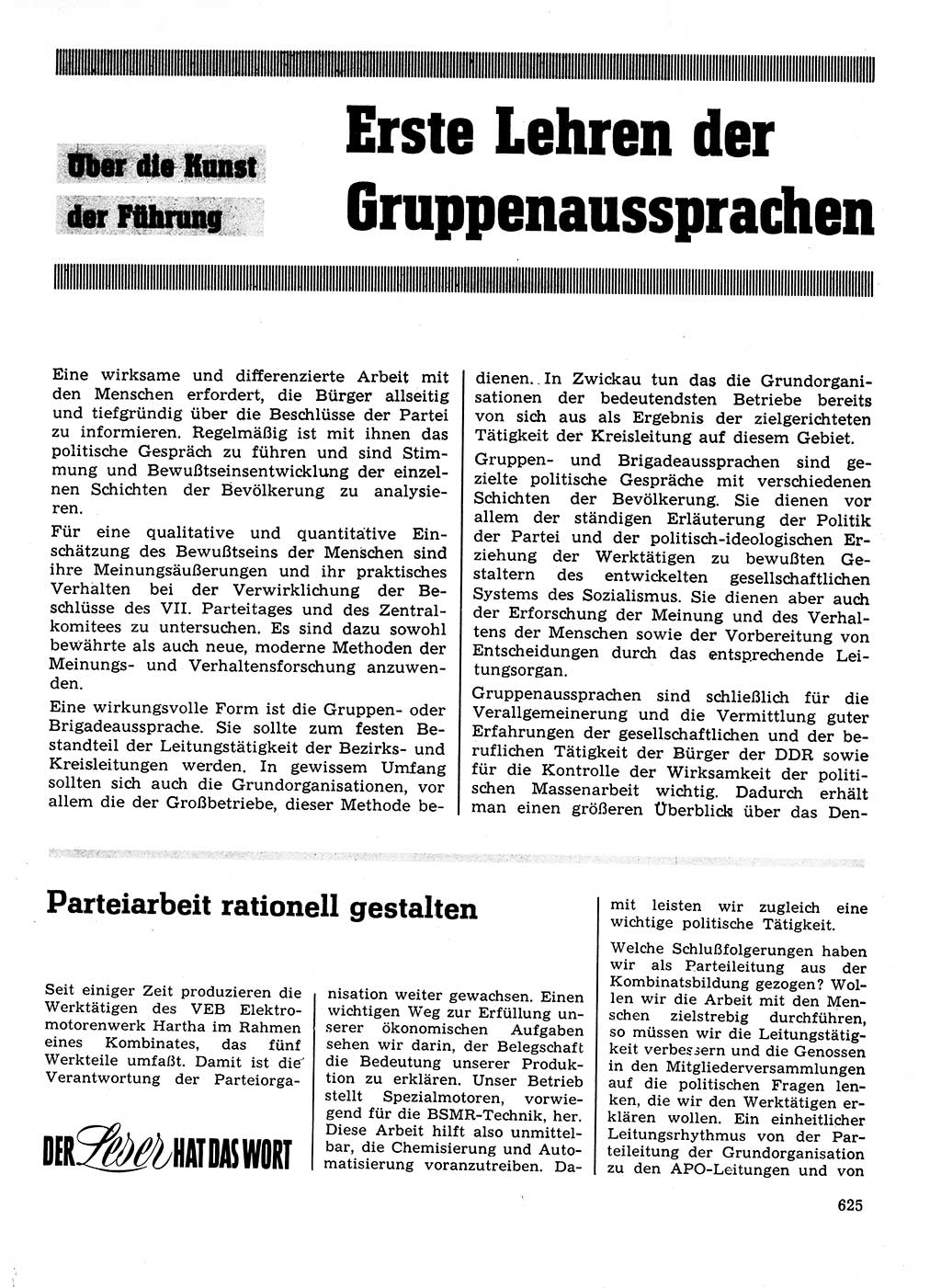 Neuer Weg (NW), Organ des Zentralkomitees (ZK) der SED (Sozialistische Einheitspartei Deutschlands) für Fragen des Parteilebens, 23. Jahrgang [Deutsche Demokratische Republik (DDR)] 1968, Seite 625 (NW ZK SED DDR 1968, S. 625)