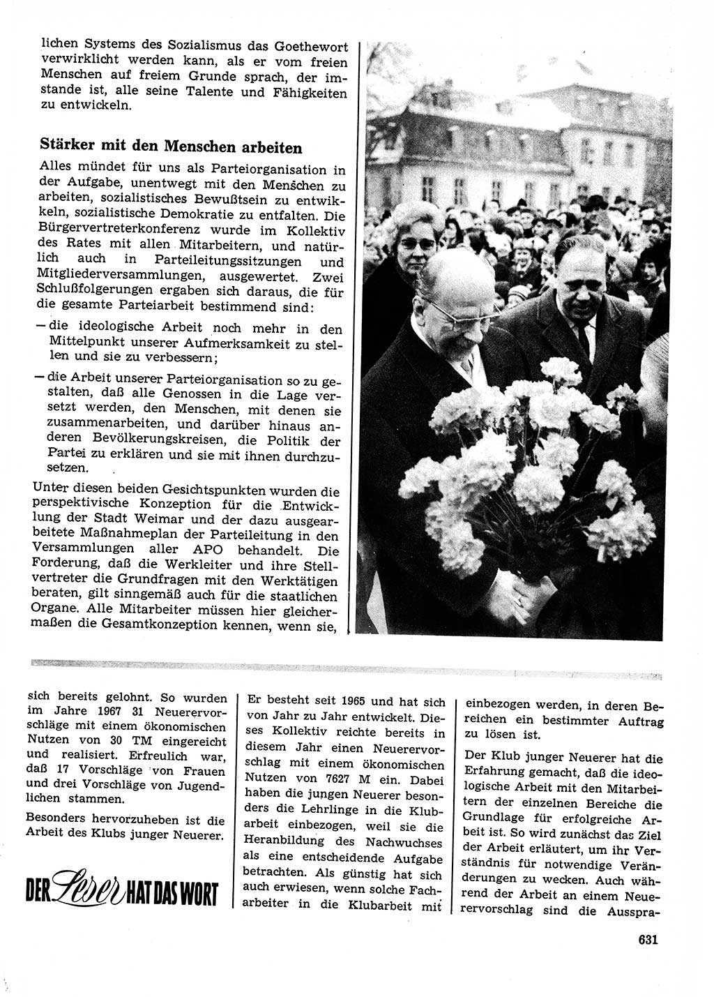 Neuer Weg (NW), Organ des Zentralkomitees (ZK) der SED (Sozialistische Einheitspartei Deutschlands) für Fragen des Parteilebens, 23. Jahrgang [Deutsche Demokratische Republik (DDR)] 1968, Seite 631 (NW ZK SED DDR 1968, S. 631)