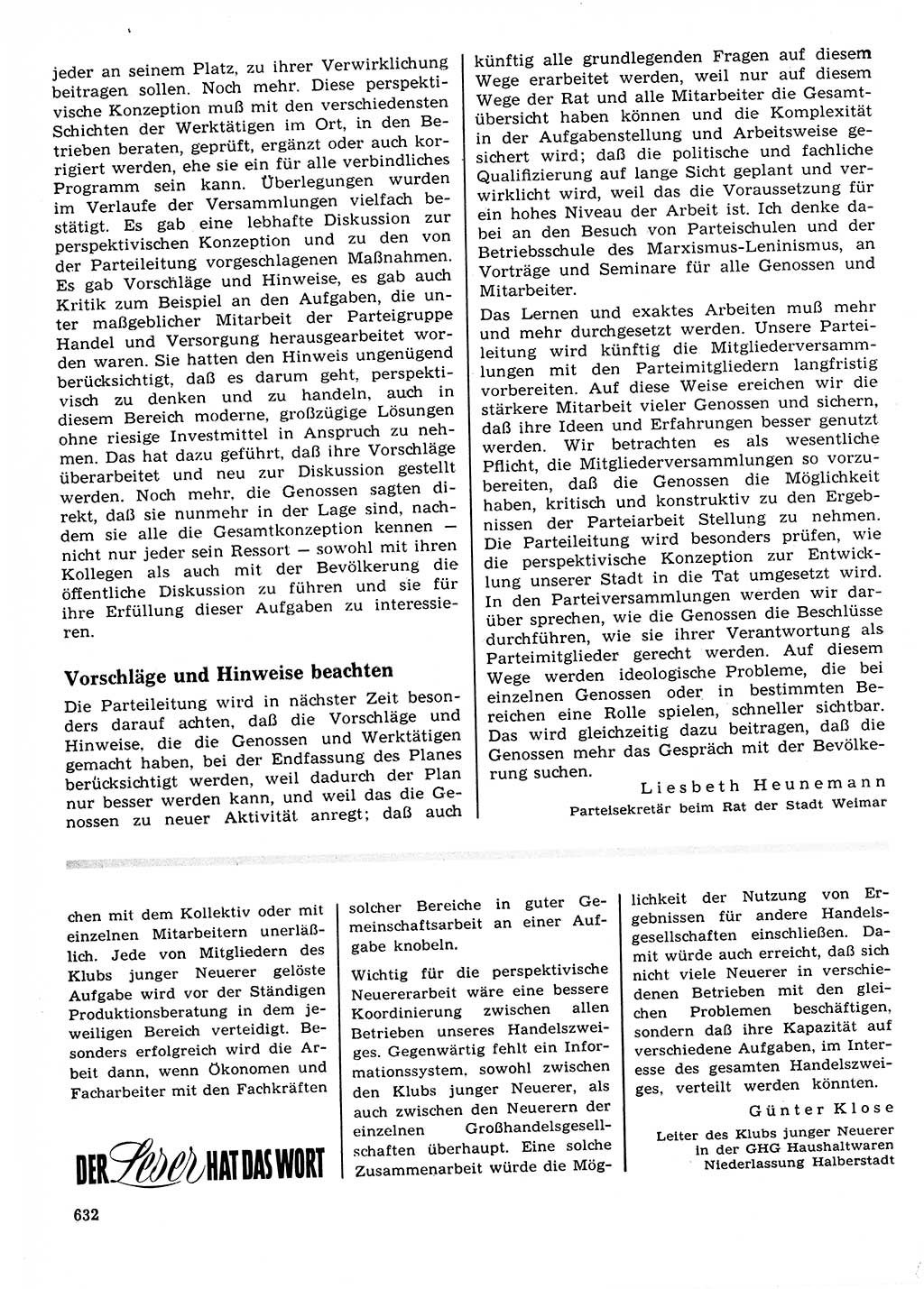 Neuer Weg (NW), Organ des Zentralkomitees (ZK) der SED (Sozialistische Einheitspartei Deutschlands) für Fragen des Parteilebens, 23. Jahrgang [Deutsche Demokratische Republik (DDR)] 1968, Seite 632 (NW ZK SED DDR 1968, S. 632)