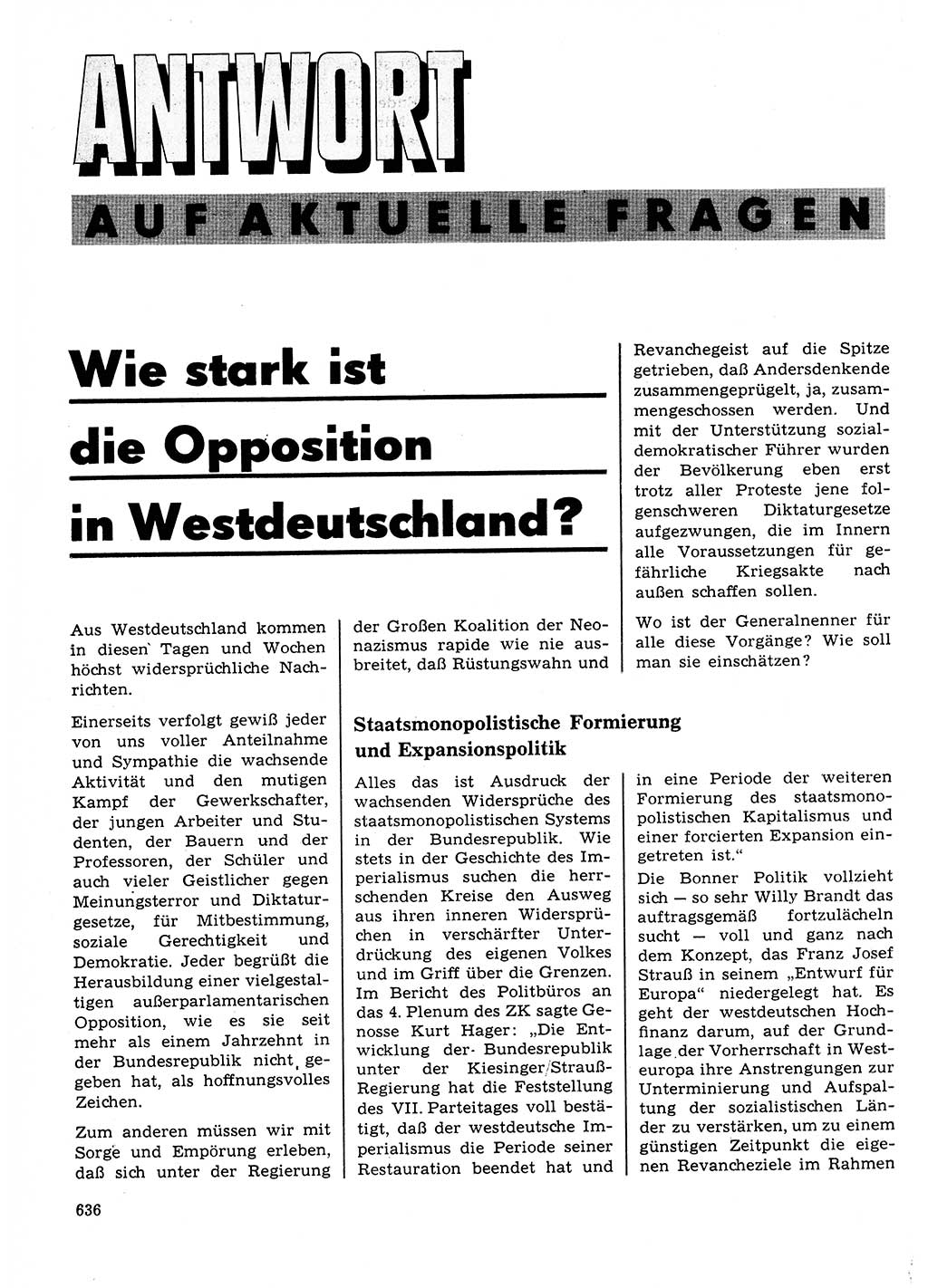 Neuer Weg (NW), Organ des Zentralkomitees (ZK) der SED (Sozialistische Einheitspartei Deutschlands) für Fragen des Parteilebens, 23. Jahrgang [Deutsche Demokratische Republik (DDR)] 1968, Seite 636 (NW ZK SED DDR 1968, S. 636)
