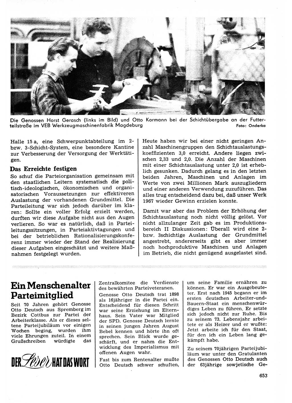 Neuer Weg (NW), Organ des Zentralkomitees (ZK) der SED (Sozialistische Einheitspartei Deutschlands) für Fragen des Parteilebens, 23. Jahrgang [Deutsche Demokratische Republik (DDR)] 1968, Seite 653 (NW ZK SED DDR 1968, S. 653)