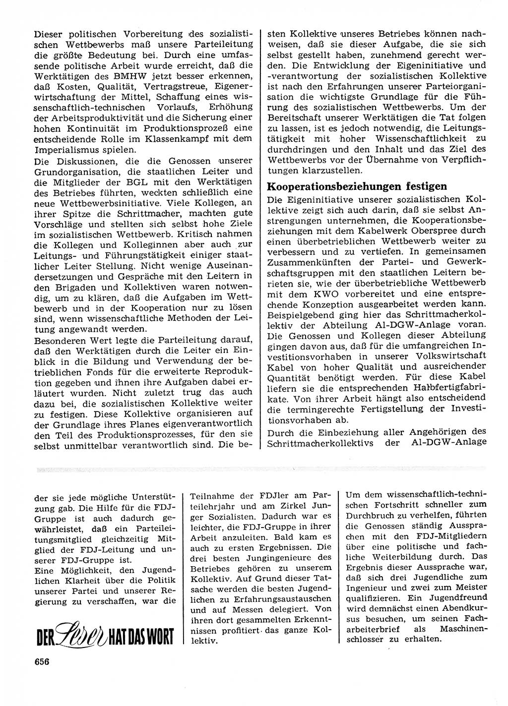 Neuer Weg (NW), Organ des Zentralkomitees (ZK) der SED (Sozialistische Einheitspartei Deutschlands) für Fragen des Parteilebens, 23. Jahrgang [Deutsche Demokratische Republik (DDR)] 1968, Seite 656 (NW ZK SED DDR 1968, S. 656)